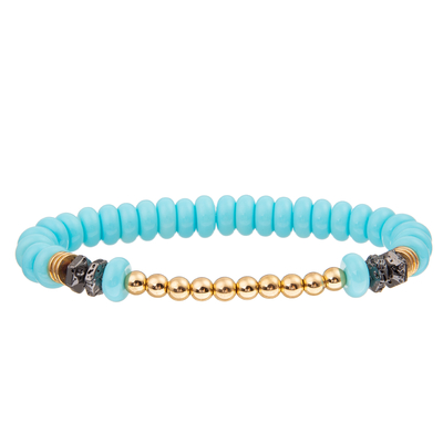 4 braceletes feitos a mão dos grânulos de vidro das cores ajustados com o ouro chapeado em volta dos grânulos