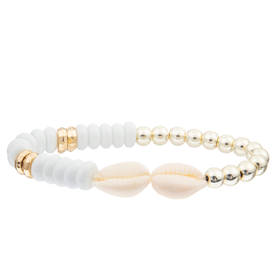 O cálculo biliar preto de vidro feito a mão de 4 cores perla os braceletes ajustados com a concha do mar 2