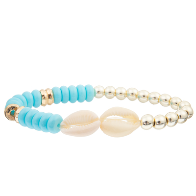 O cálculo biliar preto de vidro feito a mão de 4 cores perla os braceletes ajustados com a concha do mar 2