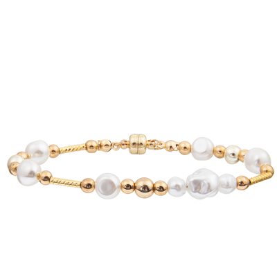 O bracelete de água doce da pérola ajustou-se com 4 cores Crystal Faceted Beads Magnetic Buckle