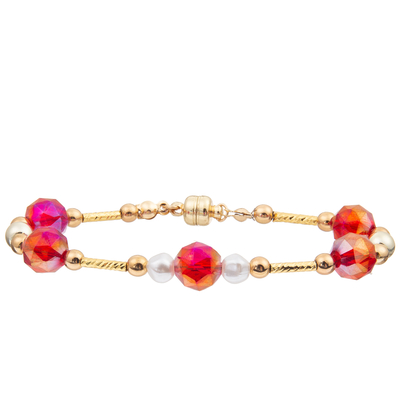 O bracelete de água doce da pérola ajustou-se com 4 cores Crystal Faceted Beads Magnetic Buckle