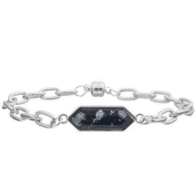 Bracelete magnético da pulseira do elo de corrente da torção da curvatura com turquesa chapeada de prata do octógono