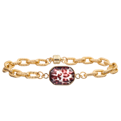 Bracelete magnético da pulseira do elo de corrente da torção da curvatura com turquesa chapeada de prata do octógono