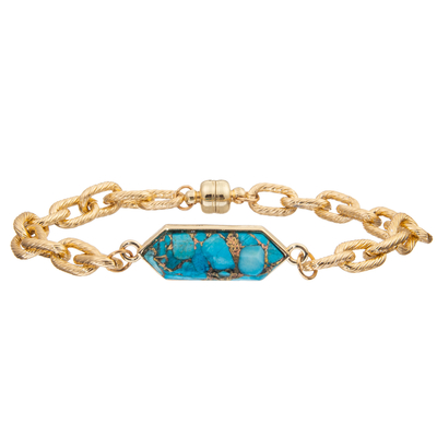 Bracelete magnético da pulseira do elo de corrente da torção da curvatura com turquesa chapeada de prata do octógono