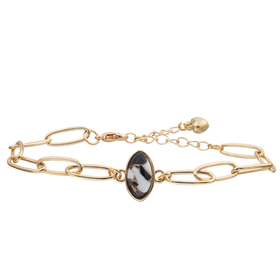 O bracelete da pulseira do elo de corrente do clipe ajustado com ouro chapeou a turquesa lapidada