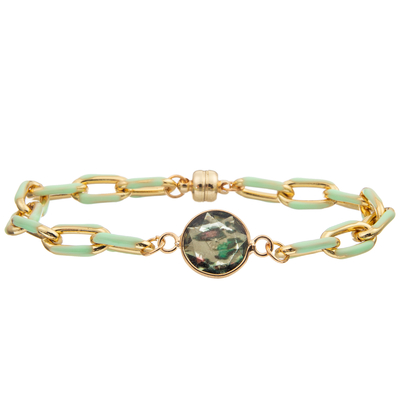 Bracelete de pintura do elo de corrente do clipe do óleo da curvatura magnética com cristal lapidado
