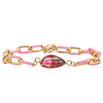 Bracelete de pintura do elo de corrente do clipe do óleo da curvatura magnética com cristal lapidado