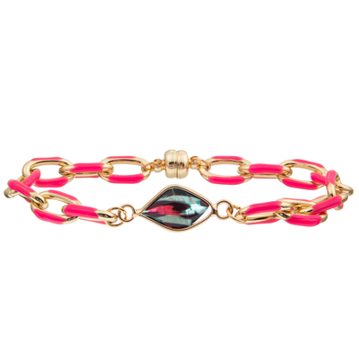 Bracelete de pintura do elo de corrente do clipe do óleo da curvatura magnética com cristal lapidado