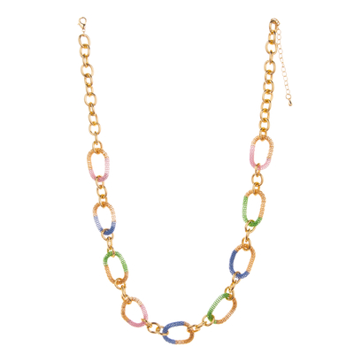 Colar folheado a ouro colorida do elo de corrente do encanto 14K da O-corrente para mulheres