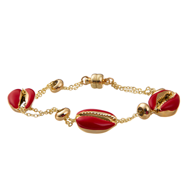 Bracelete magnético folheado a ouro colorido do elo de corrente de Shell Minimalist Personalized 14K