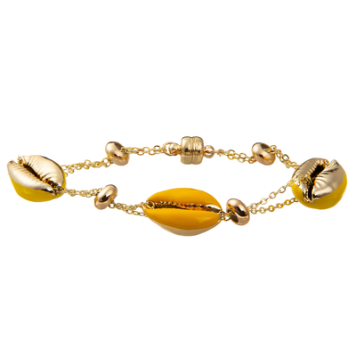 Bracelete magnético folheado a ouro colorido do elo de corrente de Shell Minimalist Personalized 14K