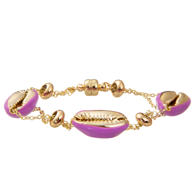 Bracelete magnético folheado a ouro colorido do elo de corrente de Shell Minimalist Personalized 14K