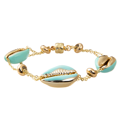 Bracelete magnético folheado a ouro colorido do elo de corrente de Shell Minimalist Personalized 14K