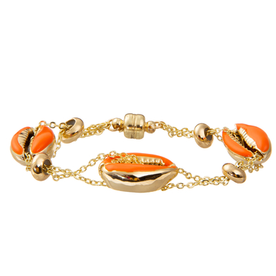 Bracelete magnético folheado a ouro colorido do elo de corrente de Shell Minimalist Personalized 14K
