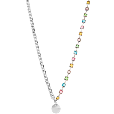 Pedra preciosa folheado a ouro frisada multicolorido do elo de corrente 14K/colar pendente da pérola/turquesa