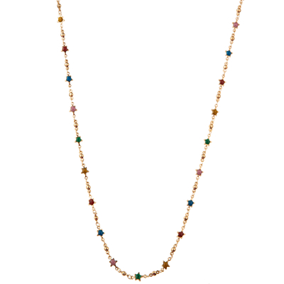 Colar folheado a ouro frisada multicolorido do elo de corrente 14K com borboleta/flor/coração/pendente de Shell/estrela