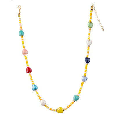 Colar folheado a ouro frisada multicolorido do elo de corrente 14K com borboleta/flor/coração/pendente de Shell/estrela