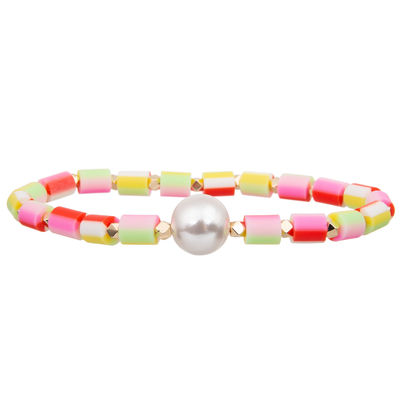 grânulos do silicone elásticos com os braceletes feitos a mão dos grânulos cor de vidro barroco da pérola da multi