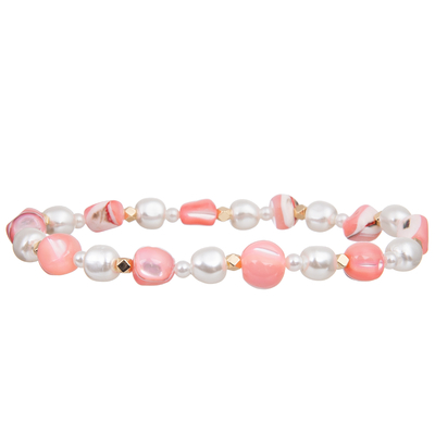 Shell Beads Matched Unshaped colorida natural braceletes feitos a mão dos grânulos da pérola de vidro de 6mm e de 4mm