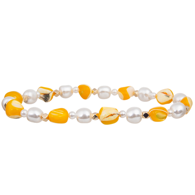 Shell Beads Matched Unshaped colorida natural braceletes feitos a mão dos grânulos da pérola de vidro de 6mm e de 4mm