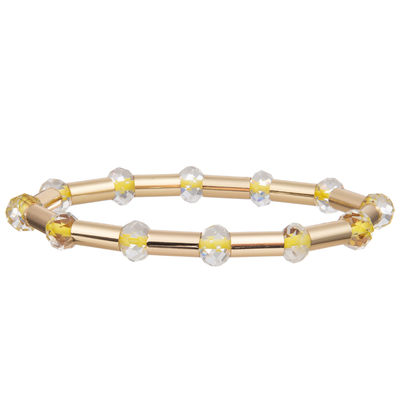 O tubo brilhante de bronze do ouro novo do estilo 2023 com multi cor enfrentou Crystal Stretchy Handmade Beads Bracelets