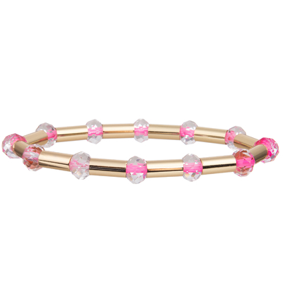 O tubo brilhante de bronze do ouro novo do estilo 2023 com multi cor enfrentou Crystal Stretchy Handmade Beads Bracelets
