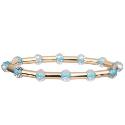 O tubo brilhante de bronze do ouro novo do estilo 2023 com multi cor enfrentou Crystal Stretchy Handmade Beads Bracelets
