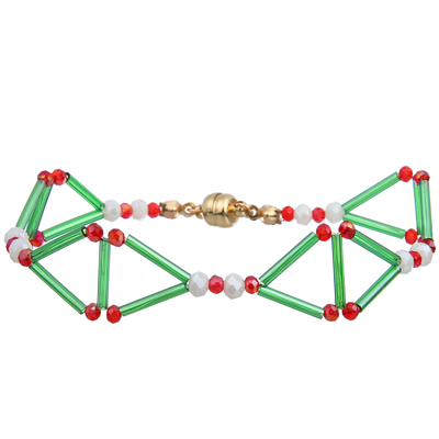 Declaração Triângulo 3D contas artesanais pulseiras (laranja/verde/azul)