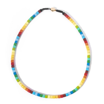 Colar do grânulo do esmalte do tubo do metal, colar perlada Boho multicolorido