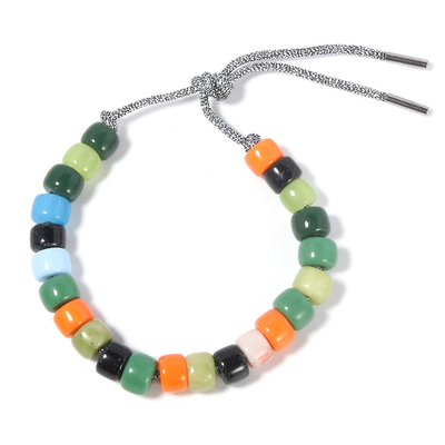 Mistura verde o forte colorido perla o bracelete ajustável com shinny a costa de prata