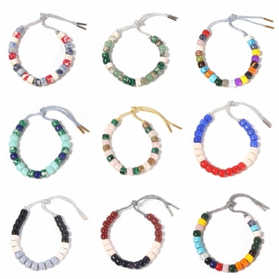 Bracelete dos grânulos do forte da joia do KC, braceletes frisados brancos dos EUA e azuis vermelhos
