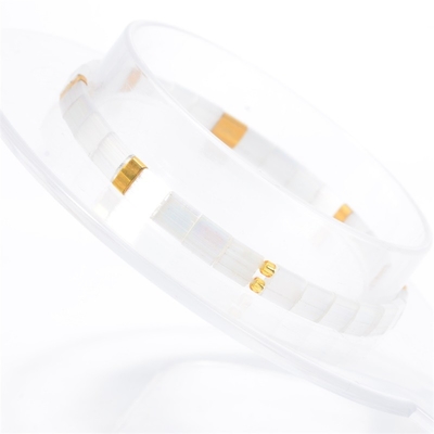 Presente do acoplamento dos braceletes dos grânulos do círculo de Tila da cor da pérola para mulheres