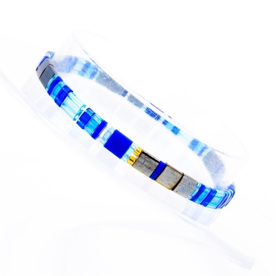 Bracelete azul do grânulo de Tila, braceletes boêmios da amizade com grânulos