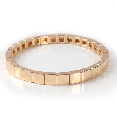Bracelete feito a mão da telha do esmalte, braceletes do grânulo de Boho da cor do ouro