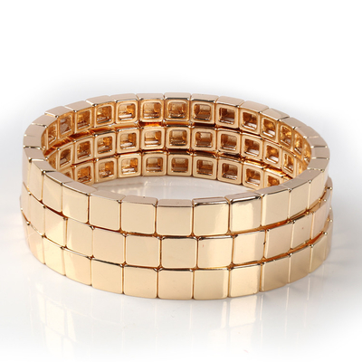 Bracelete feito a mão da telha do esmalte, braceletes do grânulo de Boho da cor do ouro