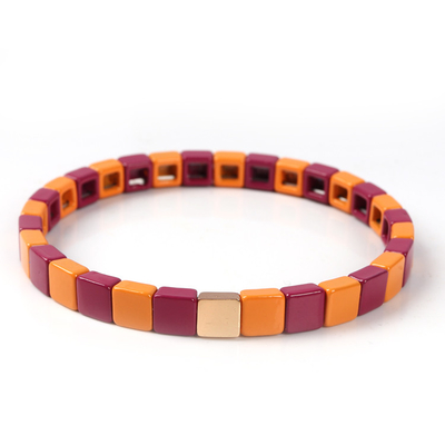 O bracelete geométrico da telha do esmalte, estiramento multicolorido perlou braceletes
