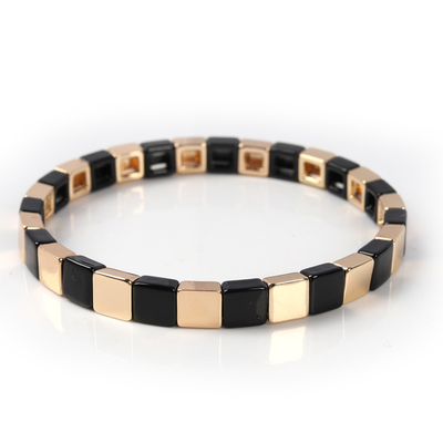 O bracelete geométrico da telha do esmalte, estiramento multicolorido perlou braceletes