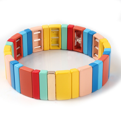 Multi bracelete do grânulo da telha da pilha 3pcs colorido para mulheres e homens