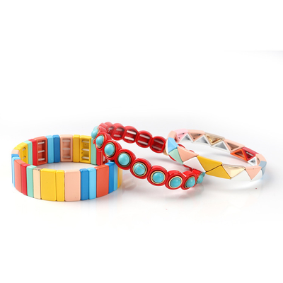 Multi bracelete do grânulo da telha da pilha 3pcs colorido para mulheres e homens