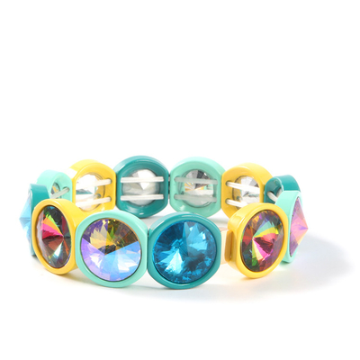 Bracelete feito a mão da telha do esmalte do estiramento, arco-íris Crystal Diamond Bead Bracelets