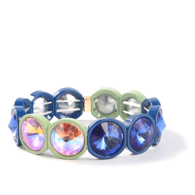 Bracelete feito a mão da telha do esmalte do estiramento, arco-íris Crystal Diamond Bead Bracelets