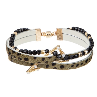 KC-LBR070 perla o bracelete de couro