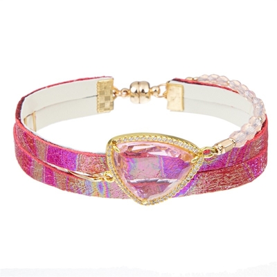 Bracelete do couro do plutônio e do envoltório do grânulo para a menina chique e a senhora Anniversary