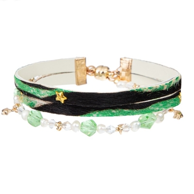 Bracelete de couro feito a mão do botão magnético, bracelete do envoltório do vintage da cor da mistura