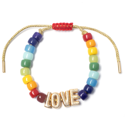 Bracelete de nylon do grânulo da letra da amizade do ouro do OEM com o fecho ajustável da trança