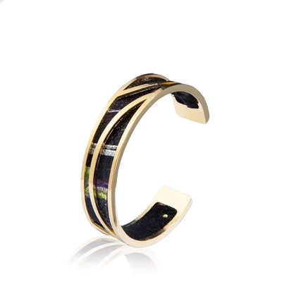 o ouro de couro feito a mão dos punhos 14k de 18.5cm chapeou o bronze com o polonês de nível elevado