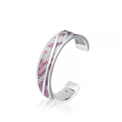 Largura de Sterling Silver Cuff Bracelet 13mm do rosa quente com abertura ajustável