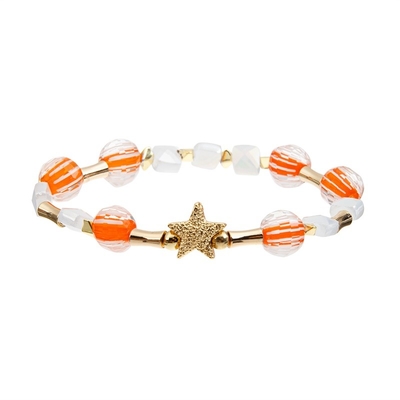 Presente de aniversário feito a mão Crystal Bracelets elástico, bracelete do grânulo da estrela para a menina da rocha