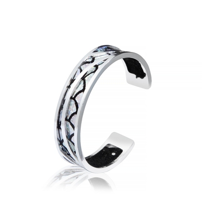 do bracelete de couro do punho de Diy cor preto e branco chapeada de prata cinzelada