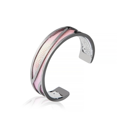 Punhos de couro feitos a mão da cabra real, bracelete metálico do punho 15g